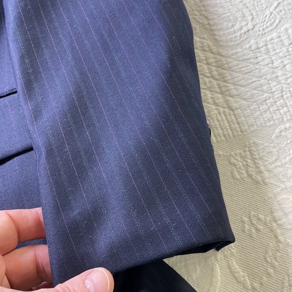 ⭐️Hickey Freeman LTD mens 100% worsted wool navy pin striped blazer SZ 42L EUC - Picture 7 of 9